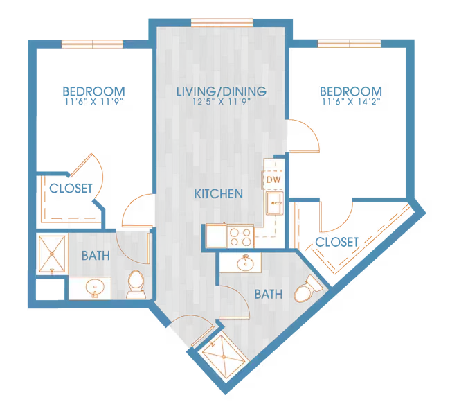 2x2 D 0225 floor plan